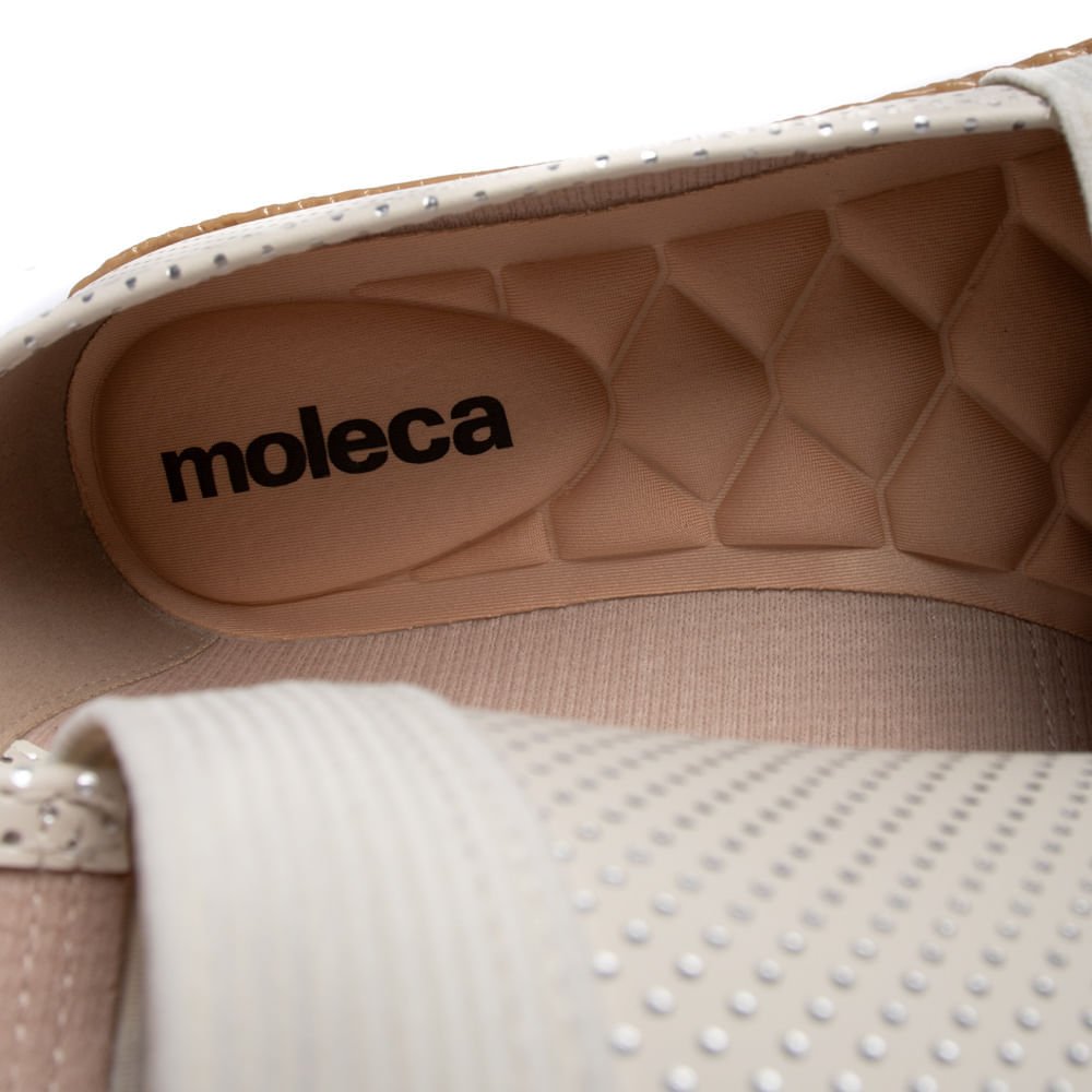 Sapatilha Feminina Moleca Napa com Detalhes Metalizados Off White Branco 8