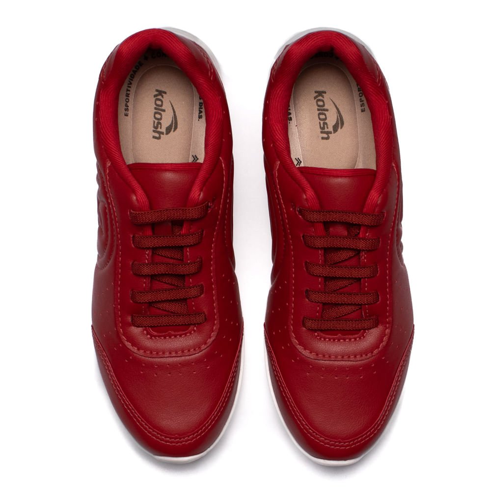 Tênis Feminino Kolosh Casual de Calce Fácil Vermelho Vermelho 4