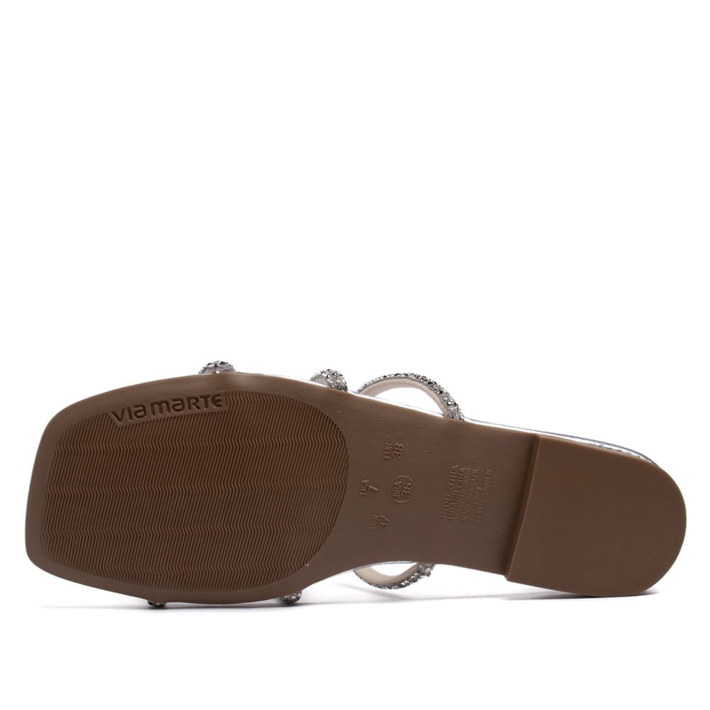 Rasteira Feminina Via Marte Tiras com Strass Prata Prata 2