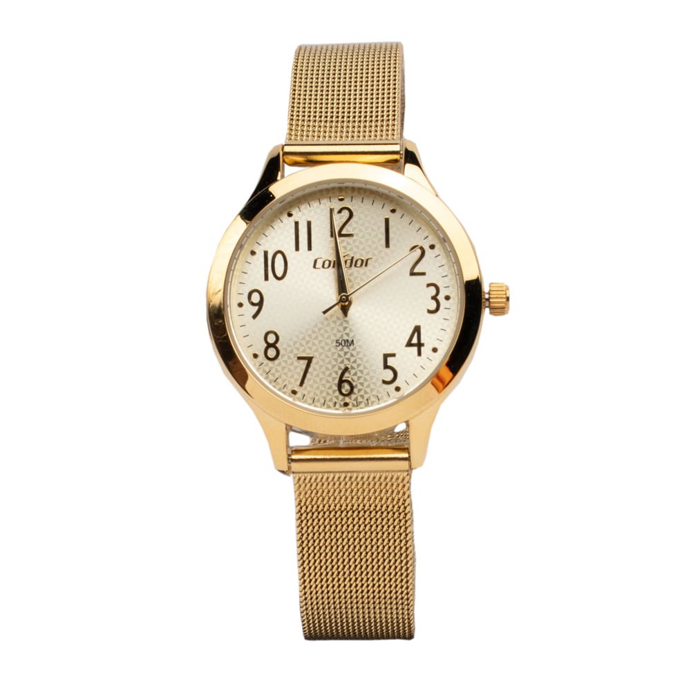 Relógio Feminino Condor com Brilho CO2039MUC/K4D com Conjunto Dourado