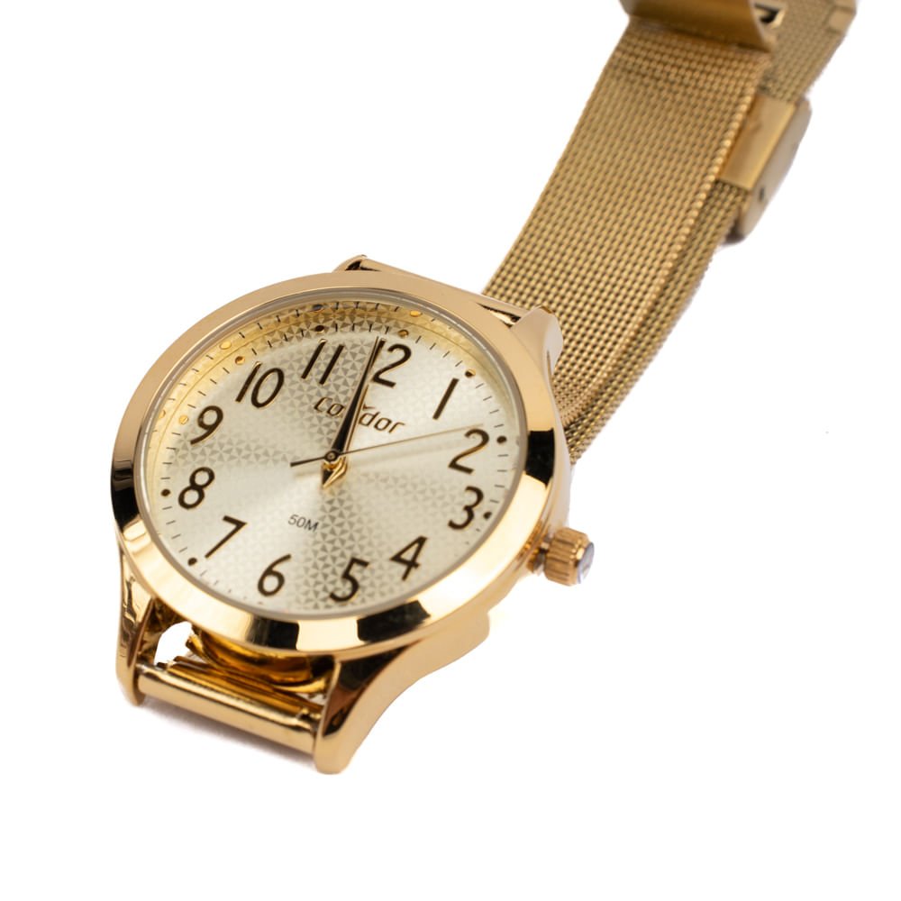 Relógio Feminino Condor com Brilho CO2039MUC/K4D com Conjunto Dourado Dourado 4