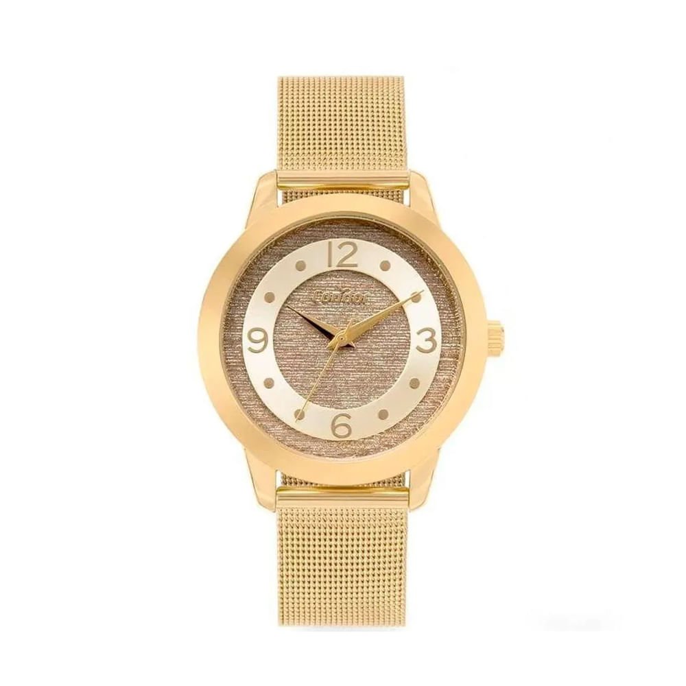 Relógio Feminino Condor com Brilho CO2039MUC/K4D com Conjunto Dourado
