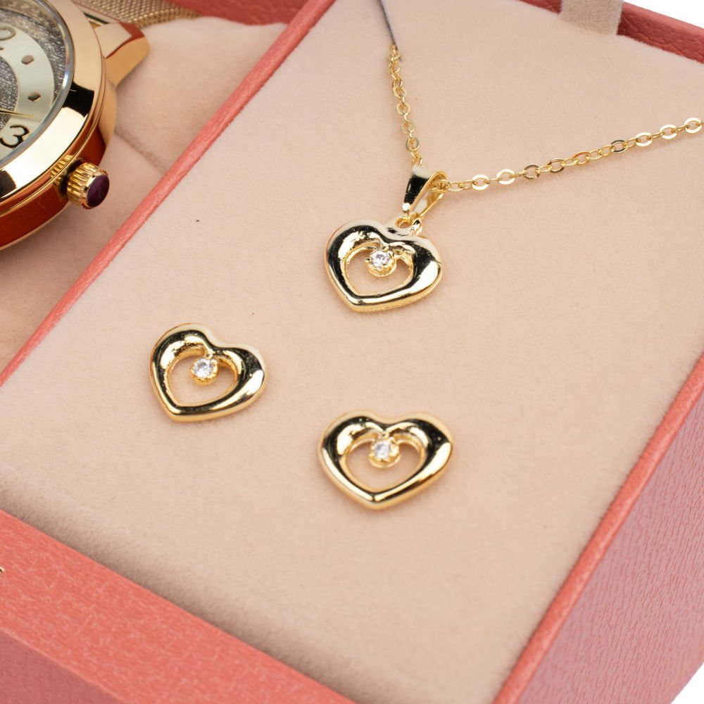 Relógio Feminino Condor com Brilho CO2039MUC/K4D com Conjunto Dourado Dourado 4