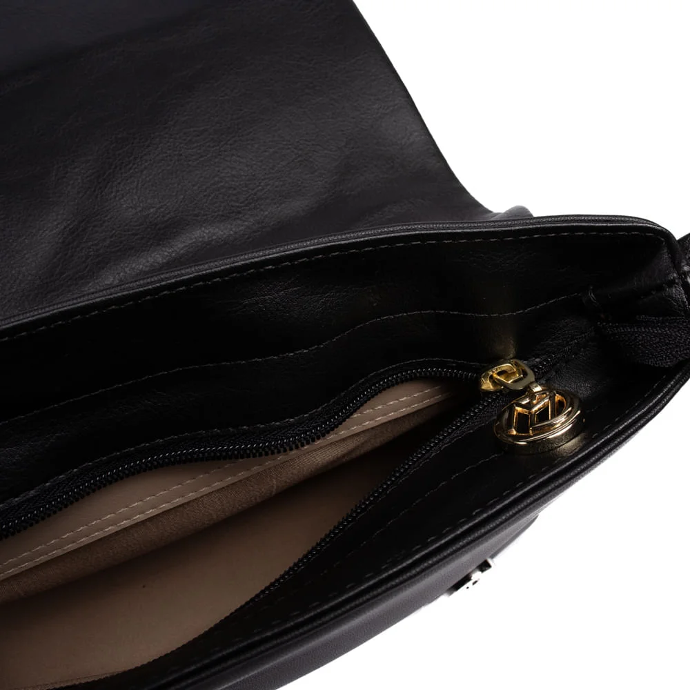 Bolsa Feminina Modare Transversal em Detalhes Geométricos Preto Preto 5