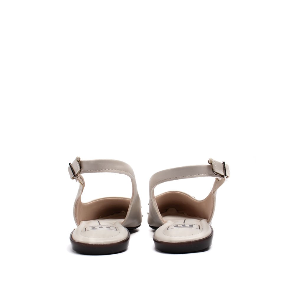 Mule Feminino Moleca em Napa Turim com Pedrarias Off White Branco 3