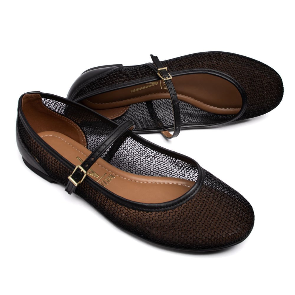 Sapatilha Feminina Vizzano Glam em Tela de Metal Preto Preto 5