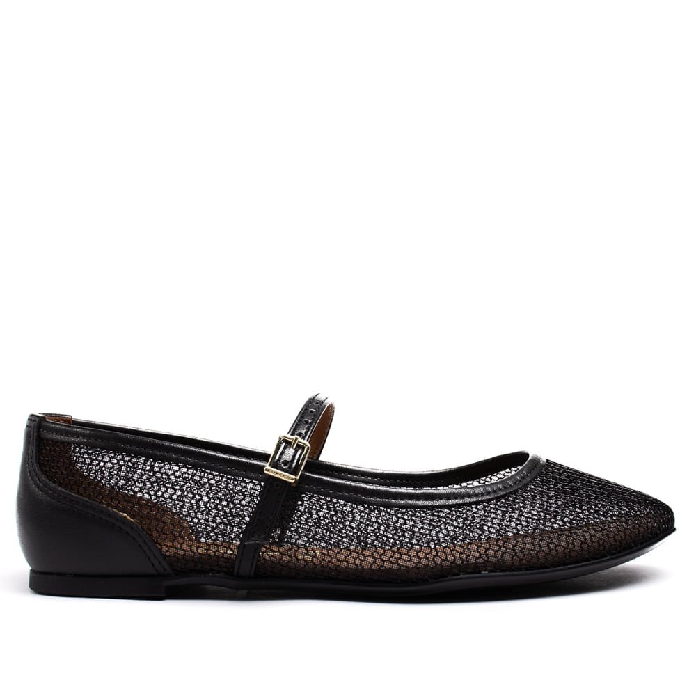 Sapatilha Feminina Vizzano Glam em Tela de Metal Preto