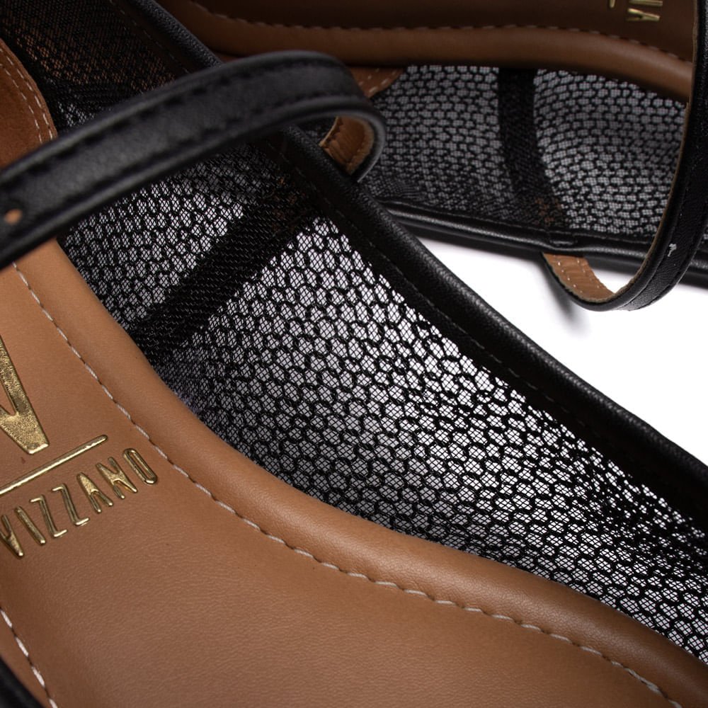 Sapatilha Feminina Vizzano Glam em Tela de Metal Preto Preto 7