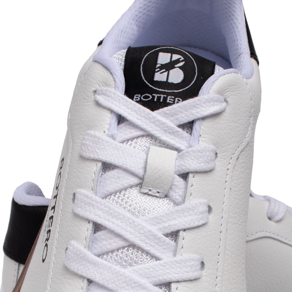 Tênis Feminino Bottero em Couro e Recortes Branco/preto Branco/Preto 7