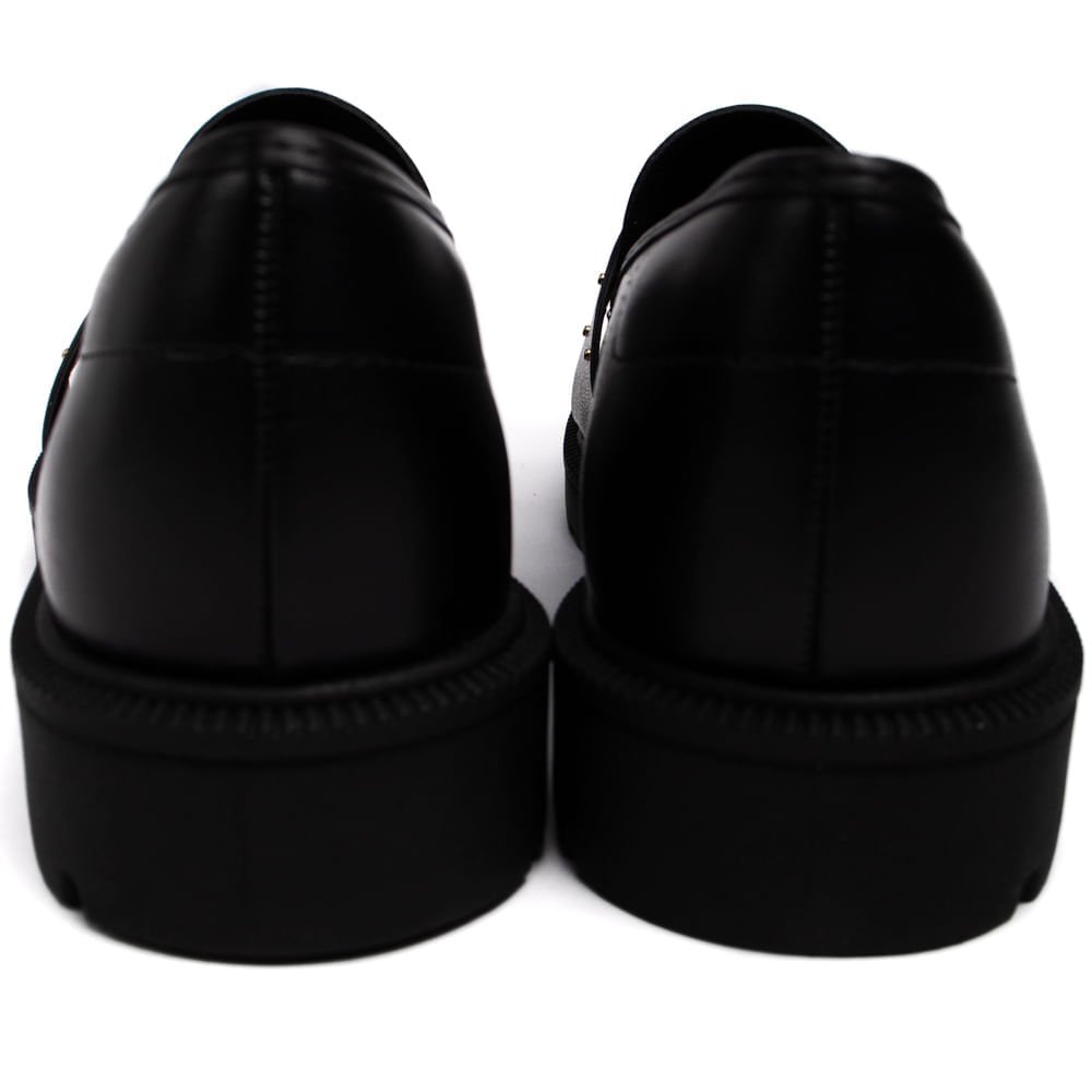 Sapato Mocassim Feminino Beira Rio Napa Turim com Aplicações Metalizadas Preto Preto 5