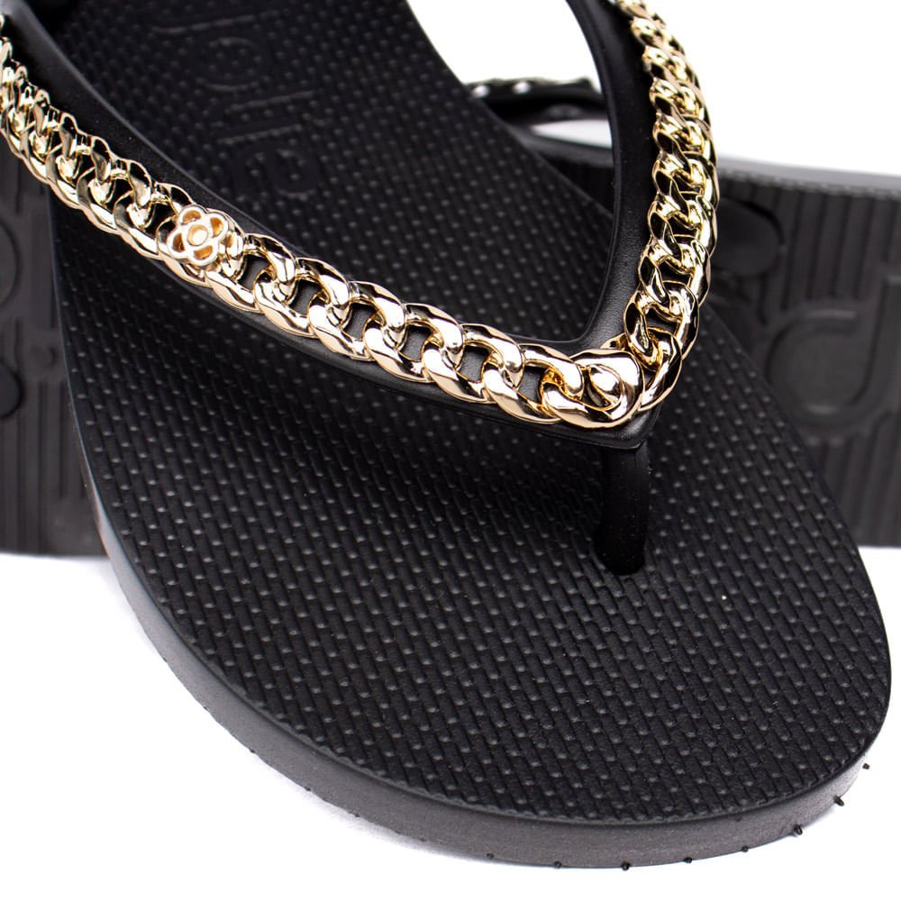 Chinelo Feminino Petite Jolie Fresh com Correntes Preto Preto 5