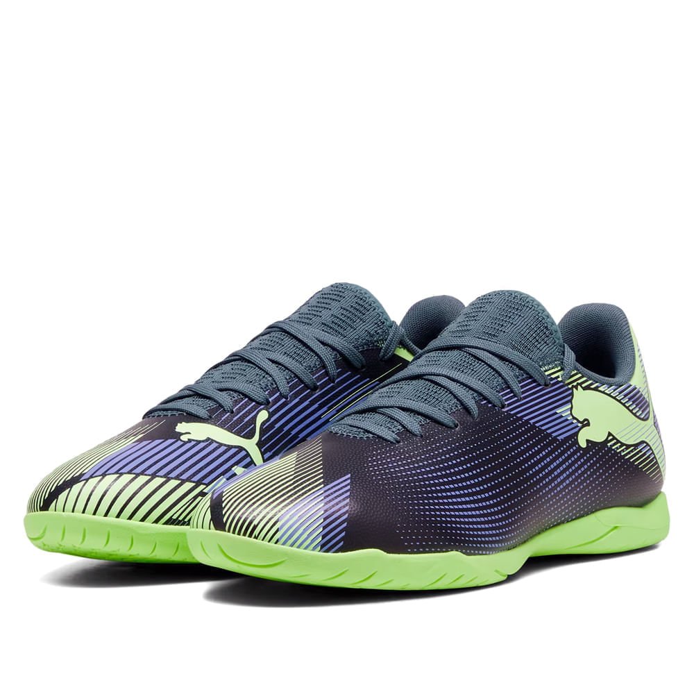 Chuteira Futsal Puma Future 7 Play Marinho/Verde Azul 2