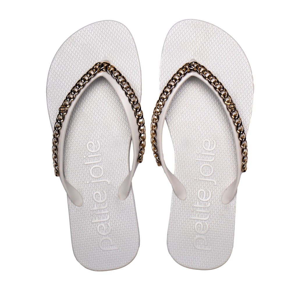 Chinelo Feminino Petite Jolie Fresh com Correntes Branco
