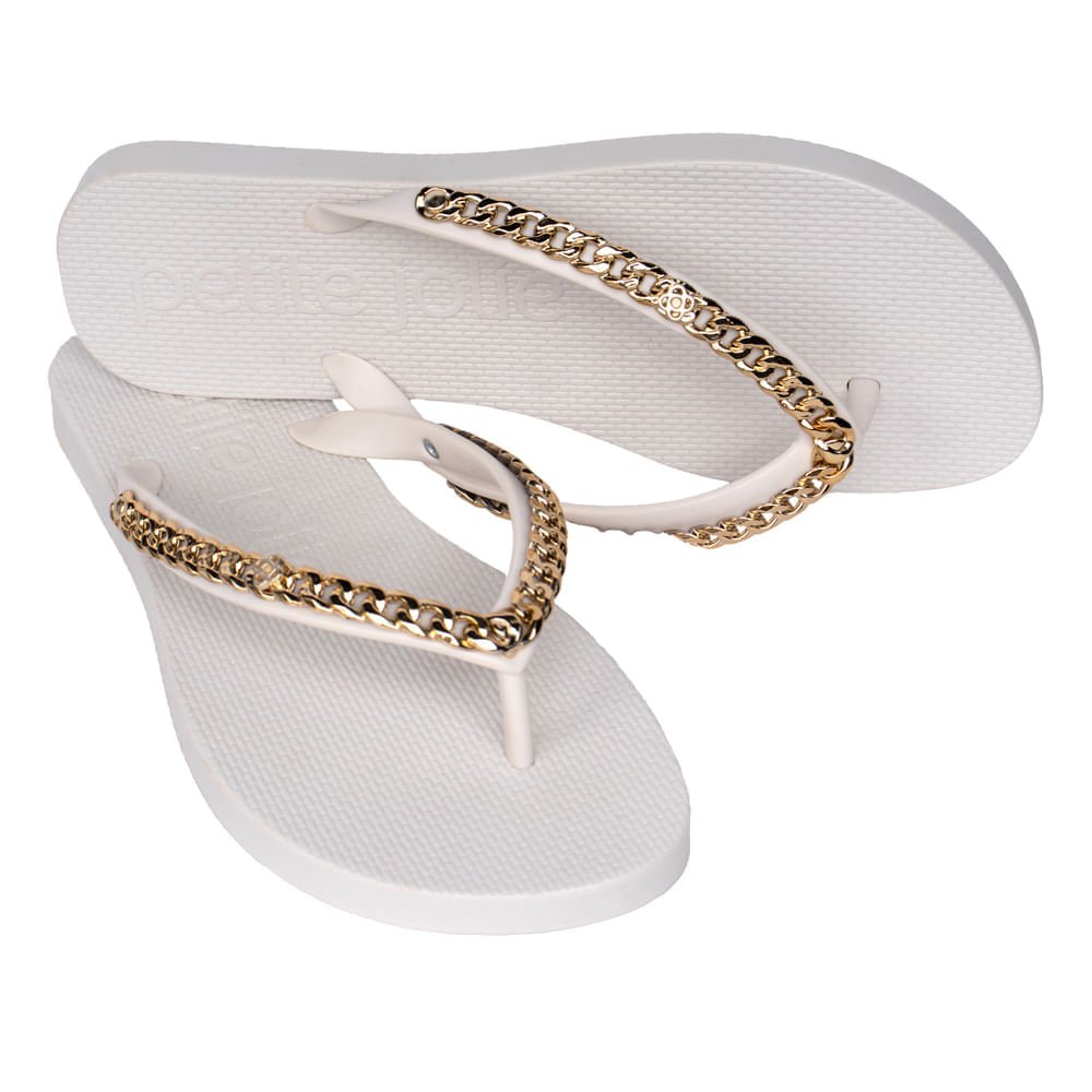 Chinelo Feminino Petite Jolie Fresh com Correntes Branco Branco 4