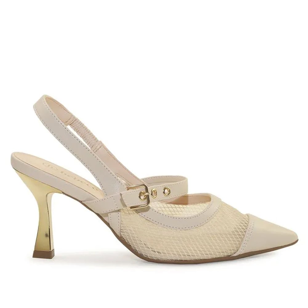 Scarpin Feminino Bebecê Slingback com Bico Fino Creme