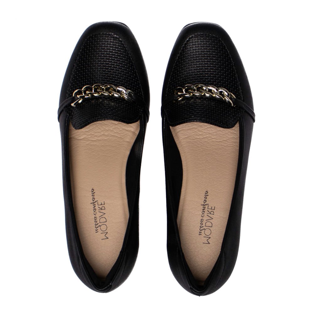 Sapato Feminino Modare em Napa Salto Baixo Tressê e Textura Preto Preto 4