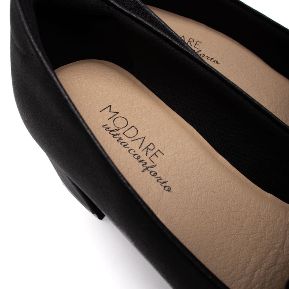 Sapato Feminino Modare em Napa Salto Baixo Tressê e Textura Preto Preto 6