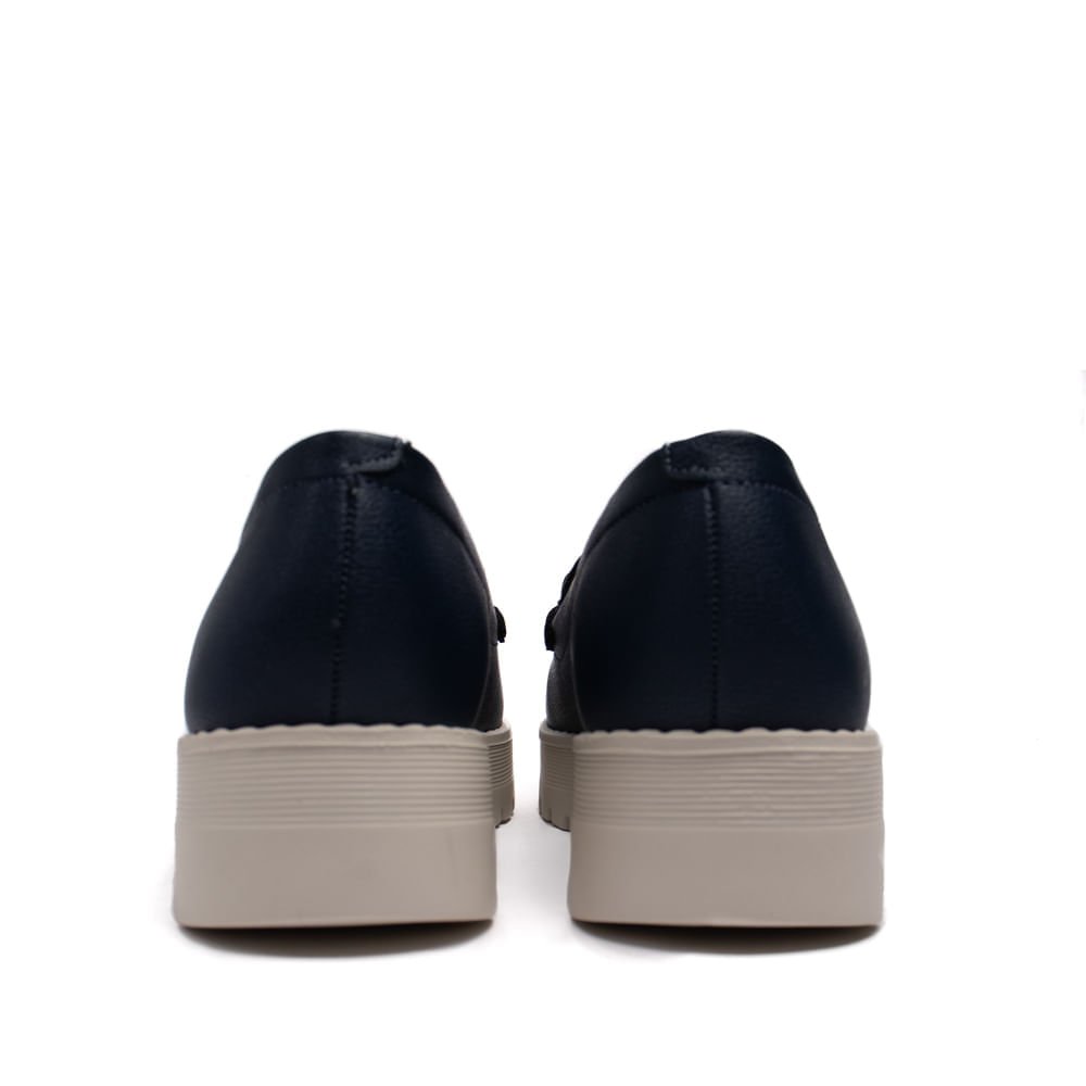 Mocassim Feminino Modare em Napa com Detalhe Dourado e Costuras Marinho Azul 3