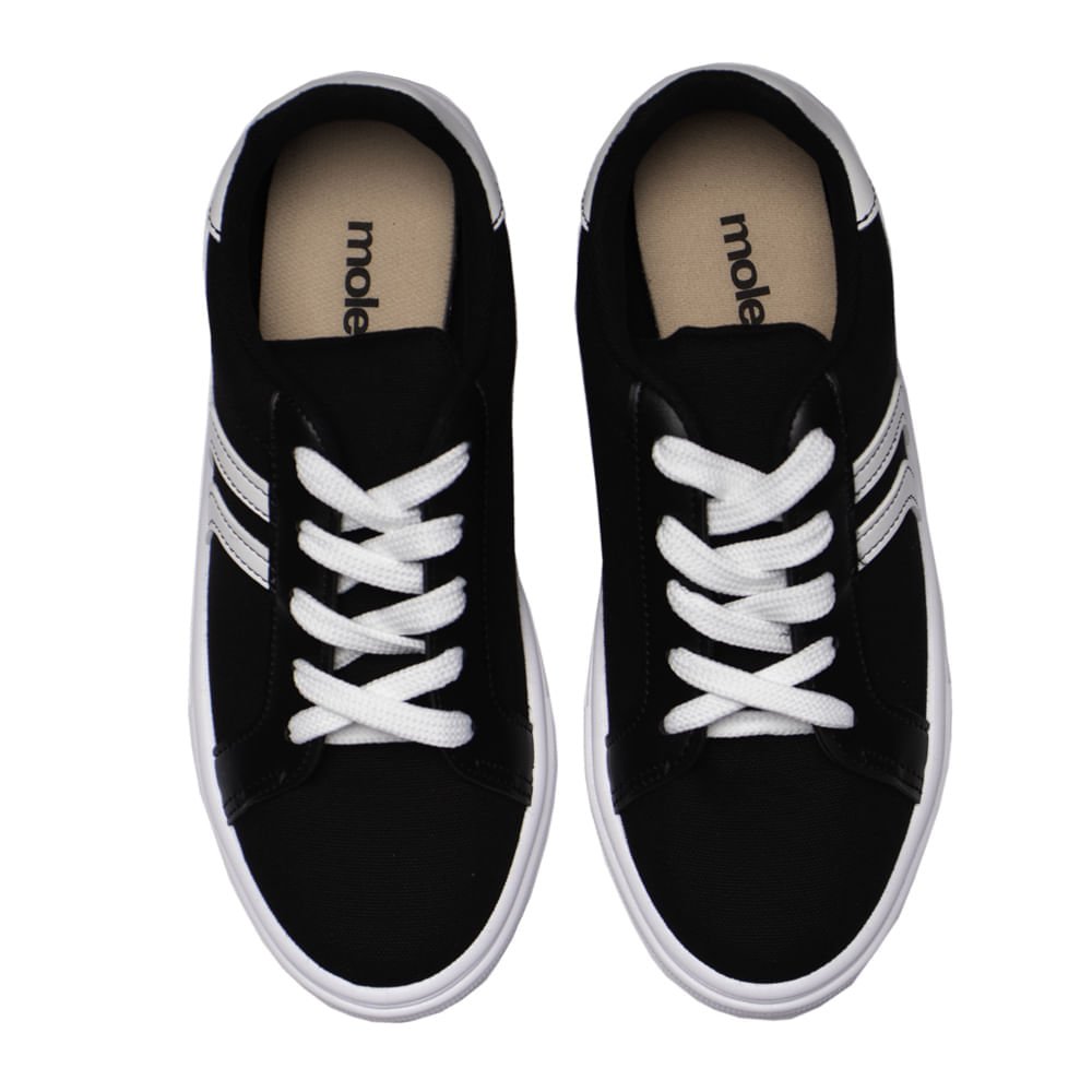 Tênis Feminino Moleca em Lona Preto/Branco Preto 4