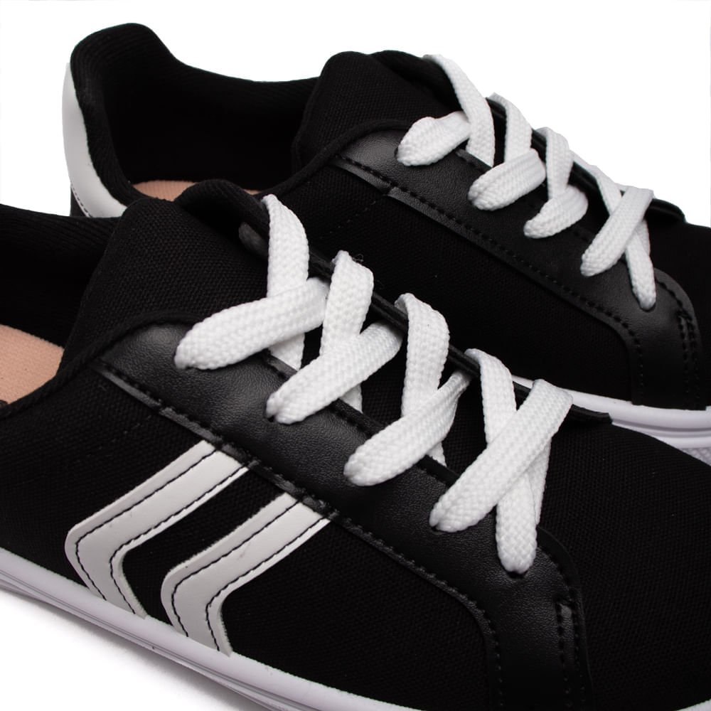 Tênis Feminino Moleca em Lona Preto/Branco Preto 5