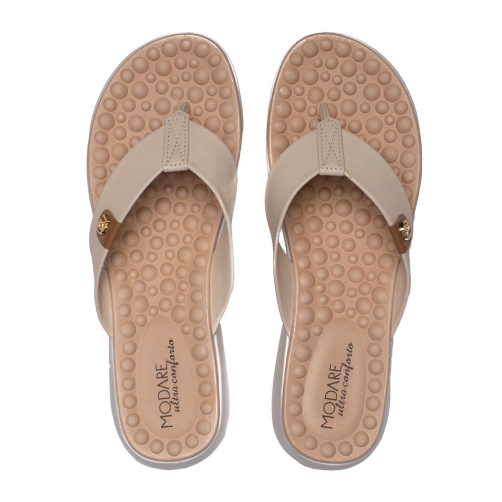 Chinelo Feminino Modare com Tira Larga em Napa Floather Creme Bege 4