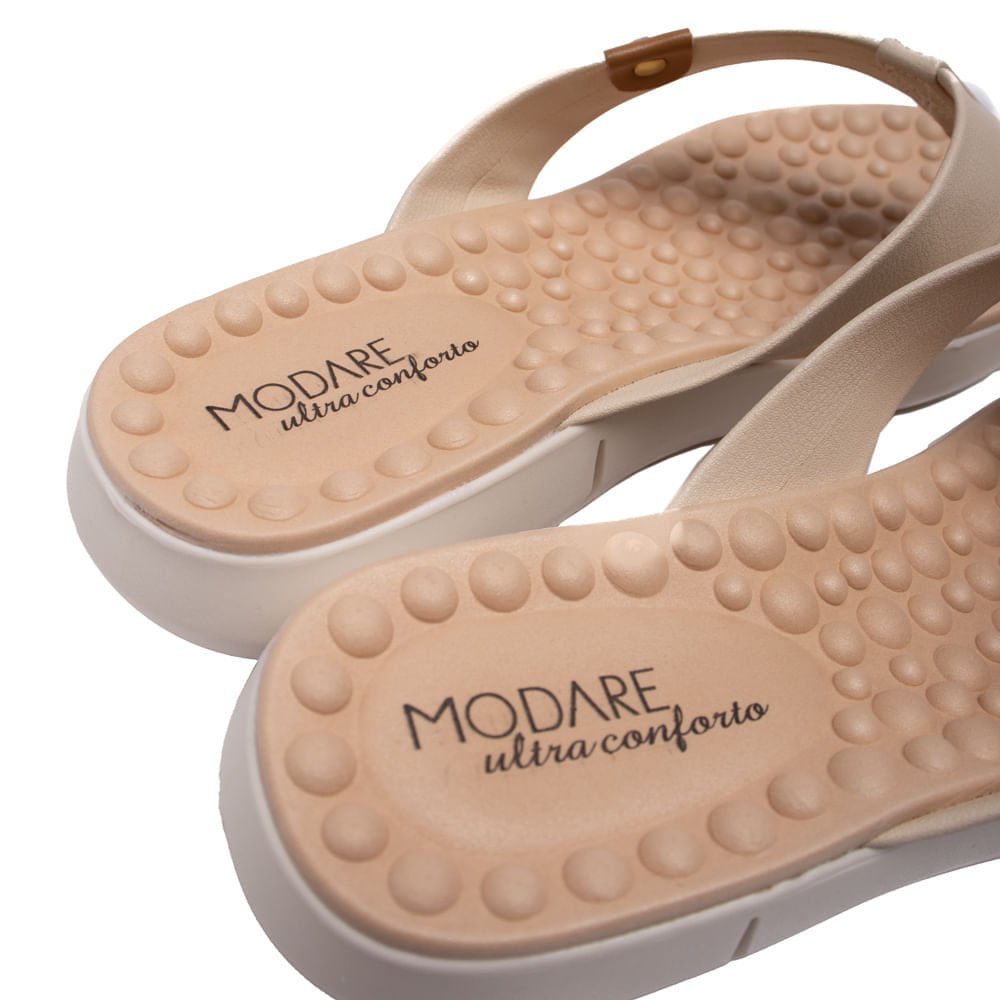 Chinelo Feminino Modare com Tira Larga em Napa Floather Creme Bege 5