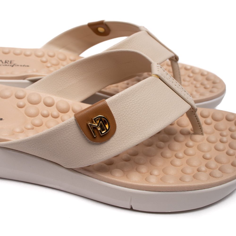 Chinelo Feminino Modare com Tira Larga em Napa Floather Creme Bege 6