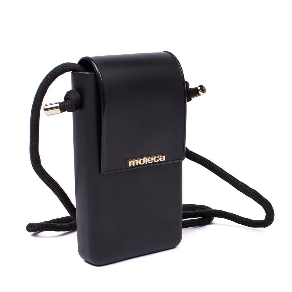 Bolsa Feminina Moleca Transversal Pequena com Cordão Preta Preto 3