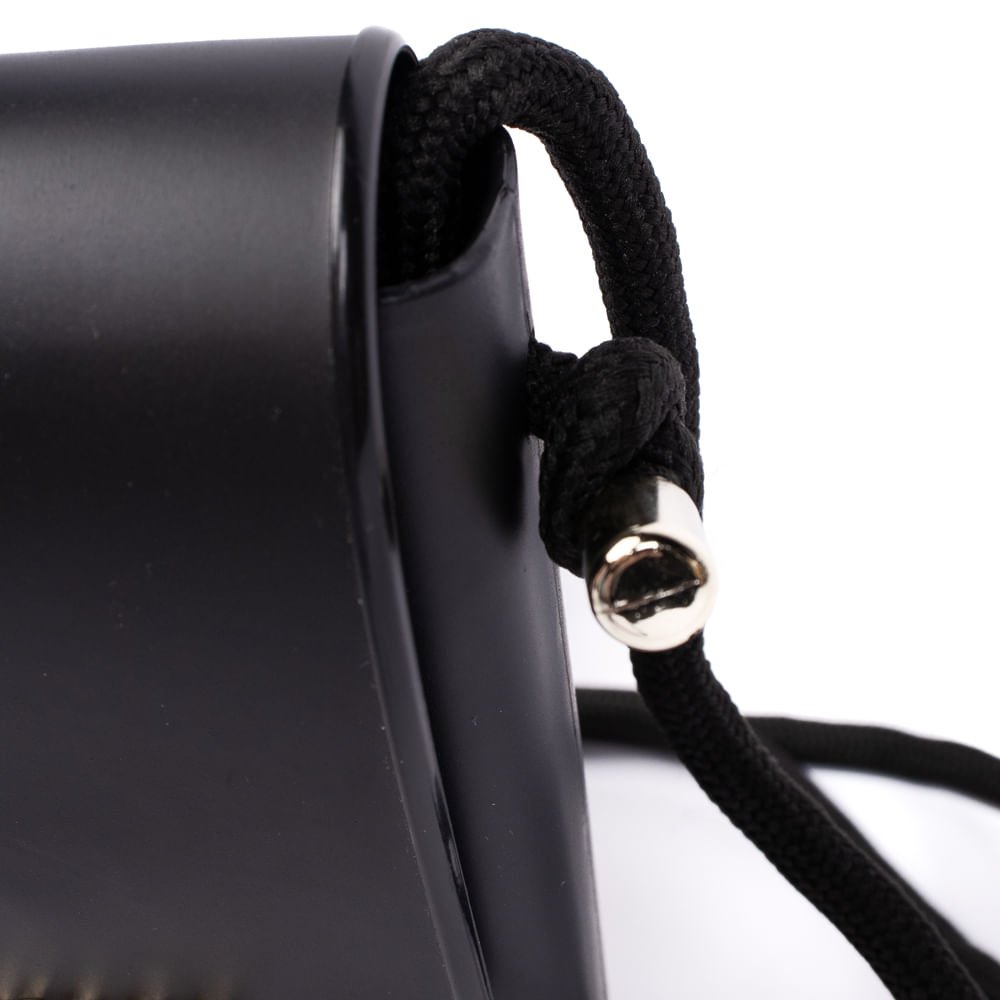 Bolsa Feminina Moleca Transversal Pequena com Cordão Preta Preto 4