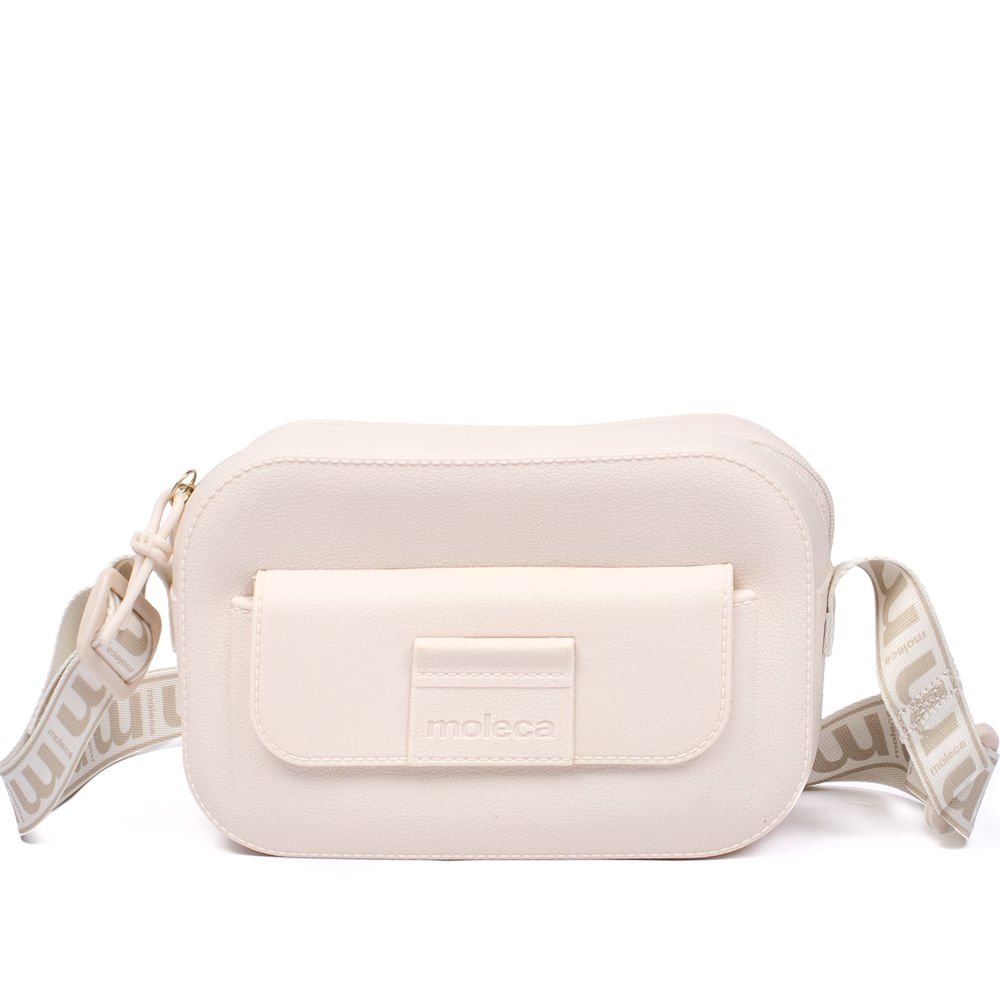 Bolsa Feminina Moleca Transversal Pequena com Bolso Off White