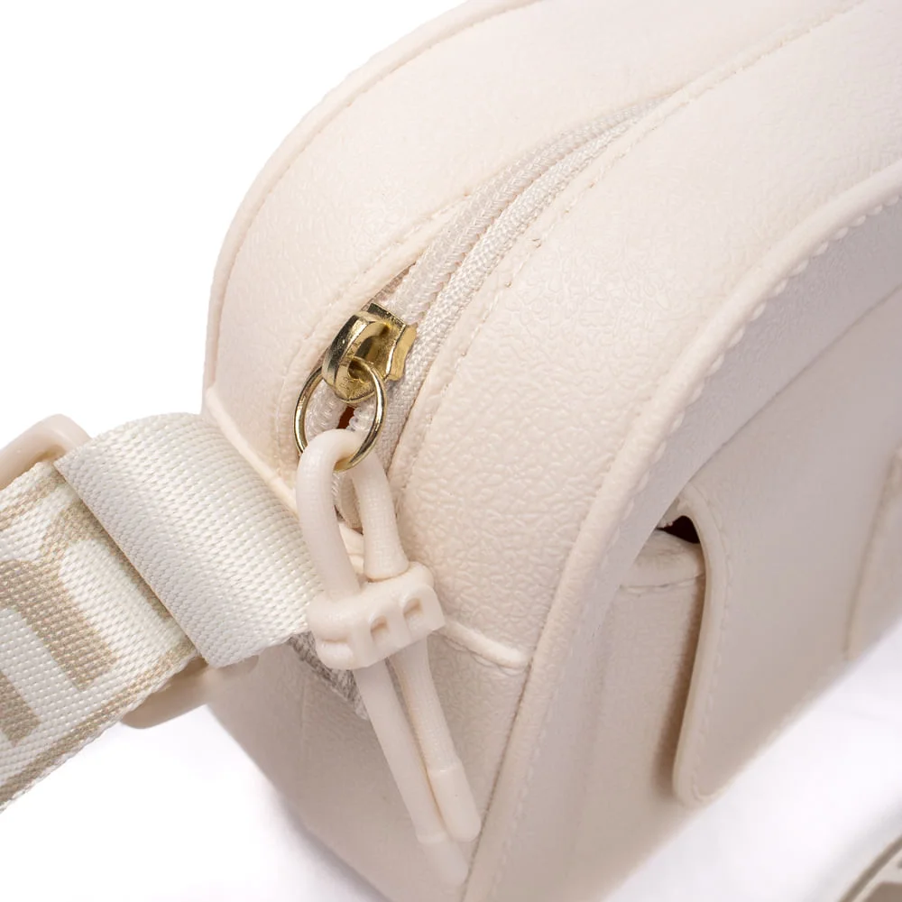 Bolsa Feminina Moleca Transversal Pequena com Bolso Off White Branco 4