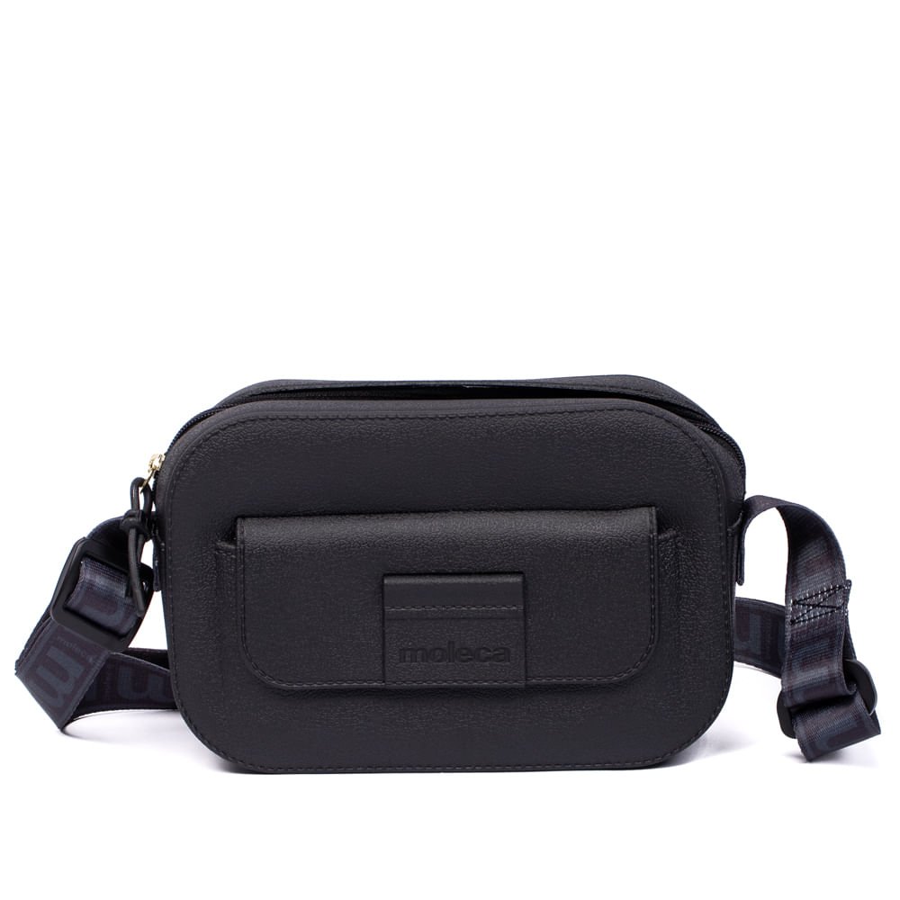Bolsa Feminina Moleca Transversal Pequena com Bolso Preta
