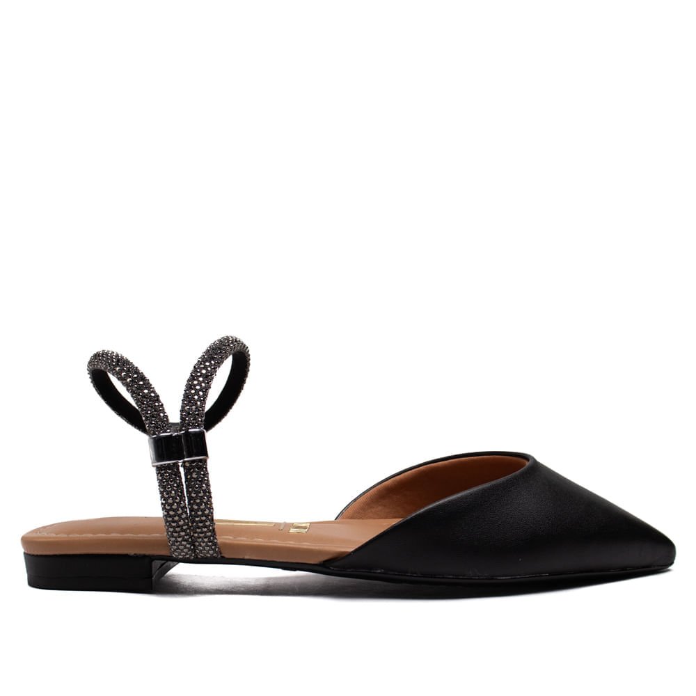 Mule Feminino Vizzano com Tiras de Strass Preto/Prata