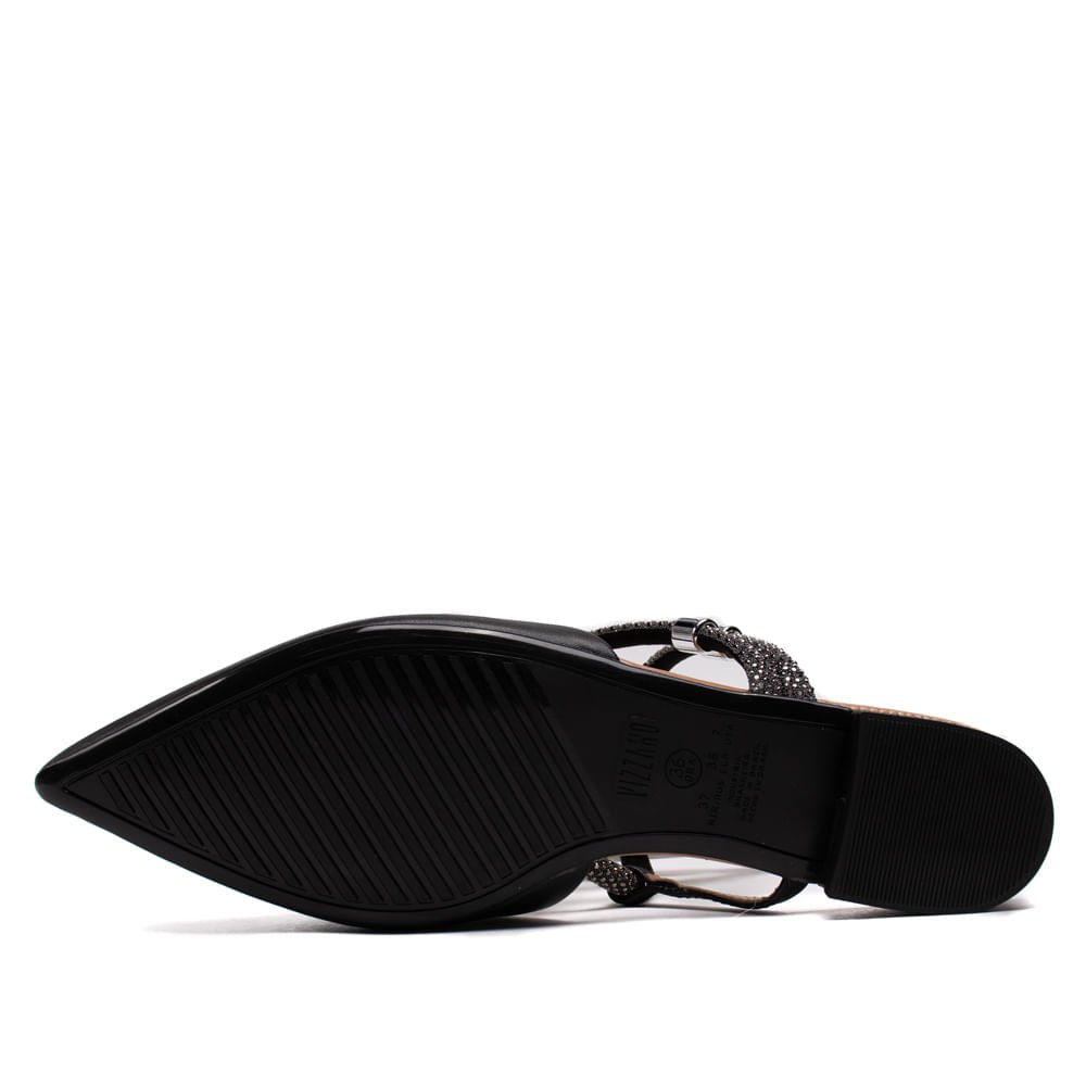 Mule Feminino Vizzano com Tiras de Strass Preto/Prata Preto 2