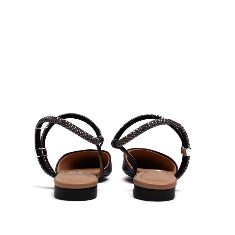 Mule Feminino Vizzano com Tiras de Strass Preto/Prata Preto 3