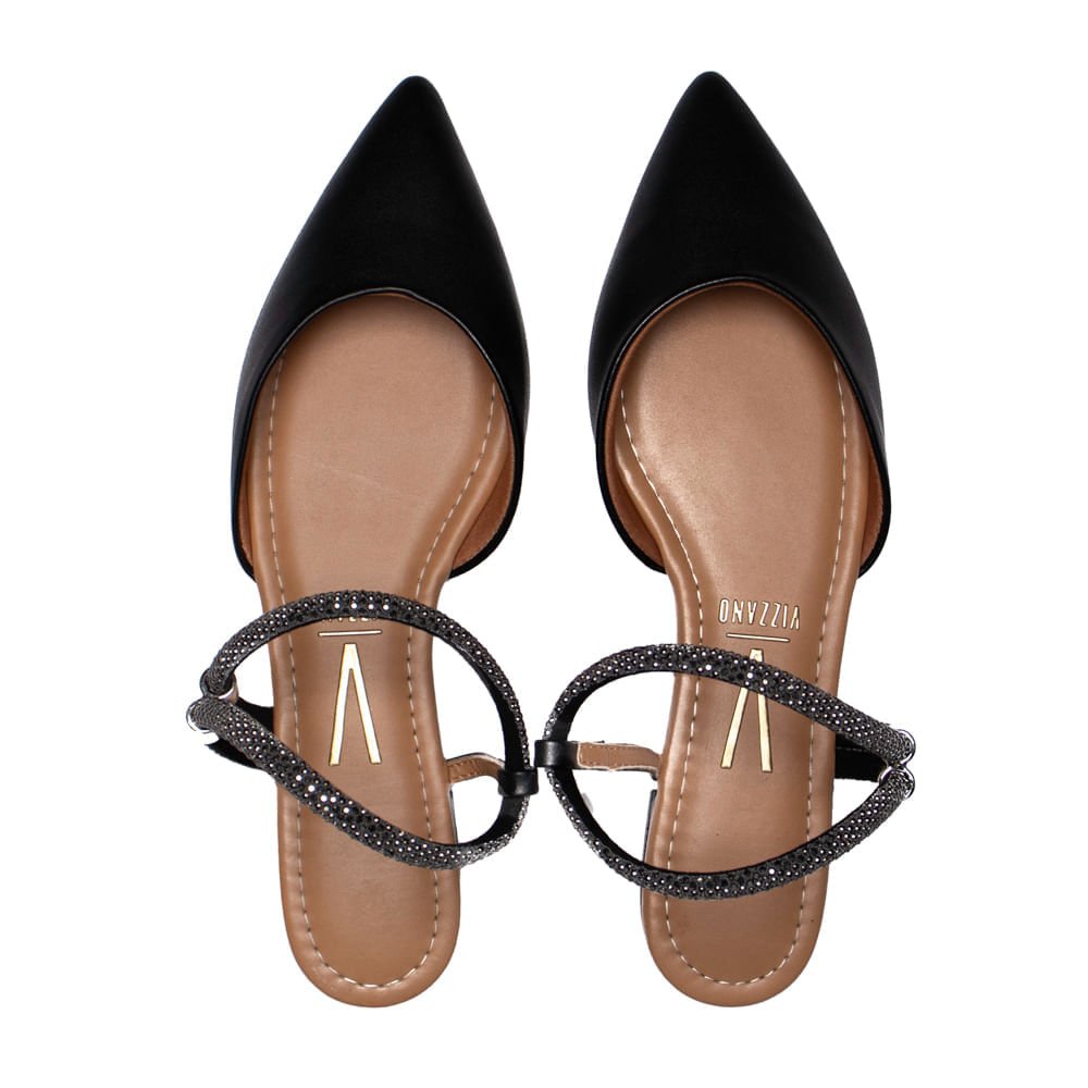 Mule Feminino Vizzano com Tiras de Strass Preto/Prata Preto 4