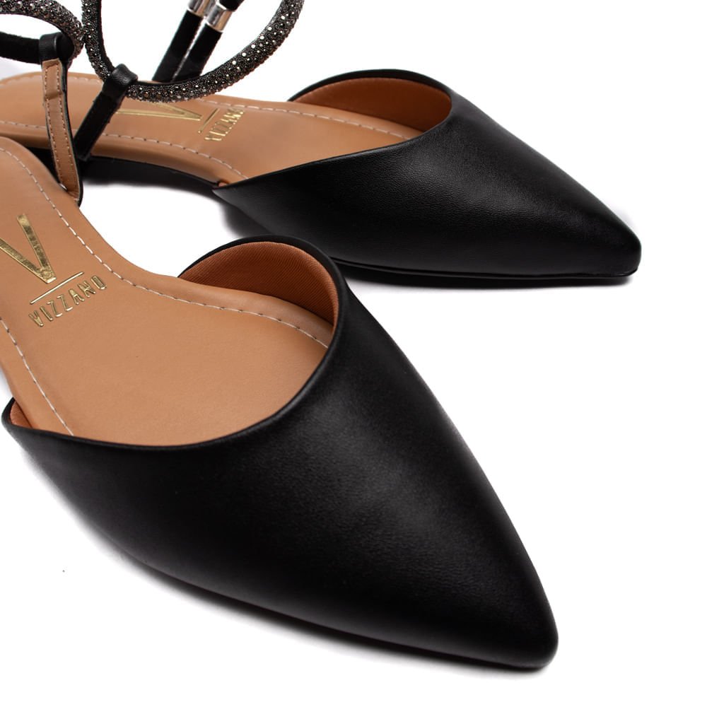 Mule Feminino Vizzano com Tiras de Strass Preto/Prata Preto 6