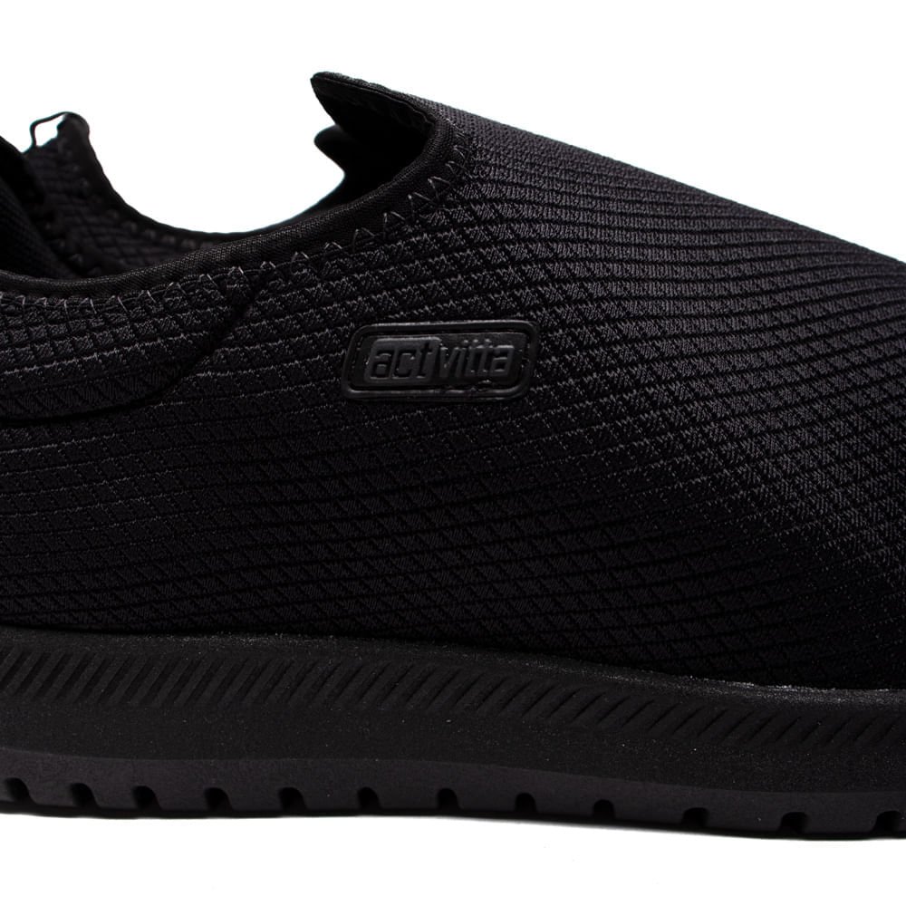Tênis Masculino Actvitta Calce Fácil Sem Cadarço Preto Preto 5