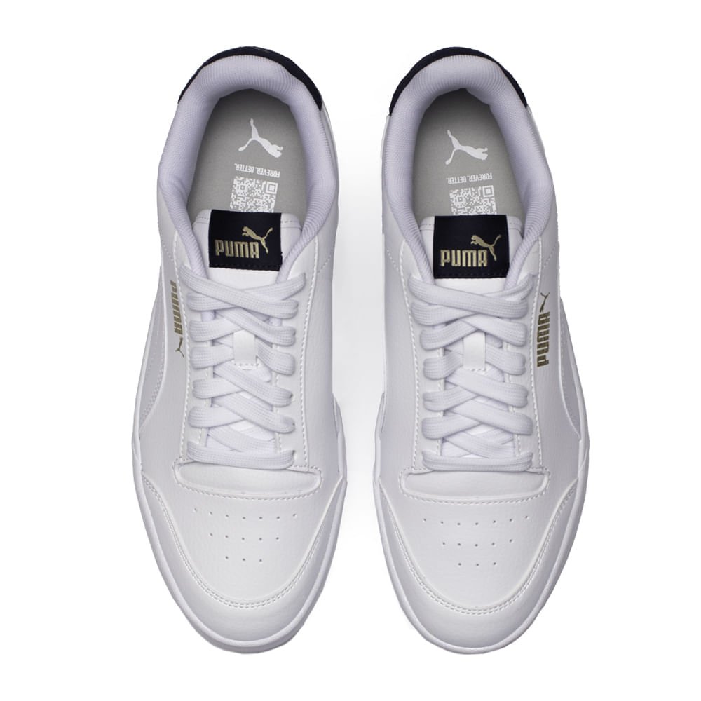 Tênis Masculino Puma Shuffle com Recortes Branco/Marinho Branco 4