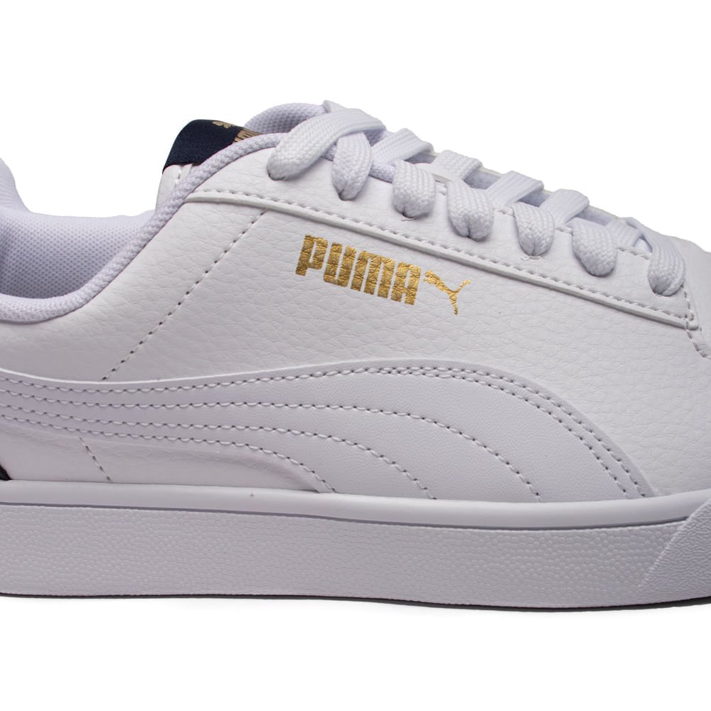 Tênis Masculino Puma Shuffle com Recortes Branco/Marinho Branco 5