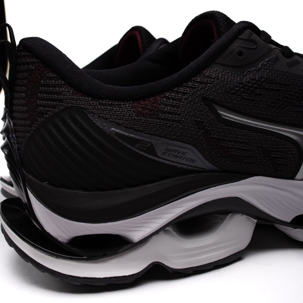 Tênis Masculino Mizuno Wave Stratos 2 Cinza Escuro/Bordô Cinza 5