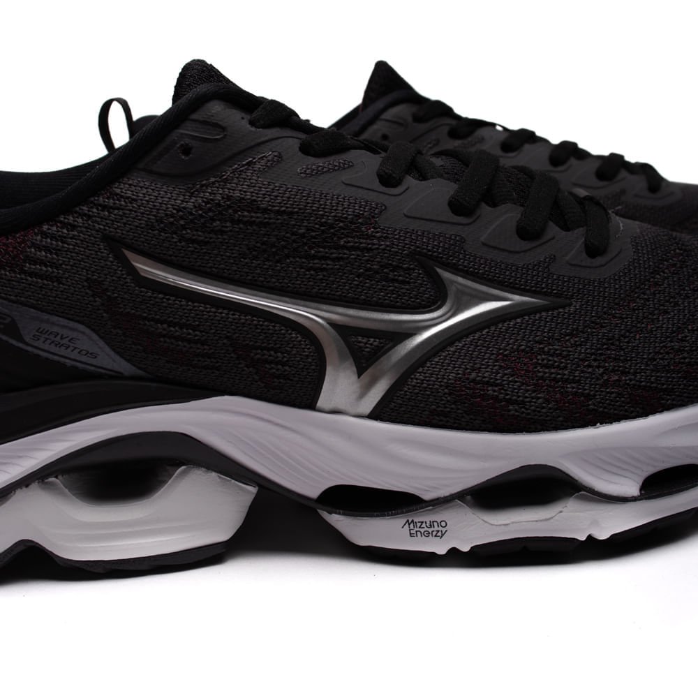 Tênis Masculino Mizuno Wave Stratos 2 Cinza Escuro/Bordô Cinza 6