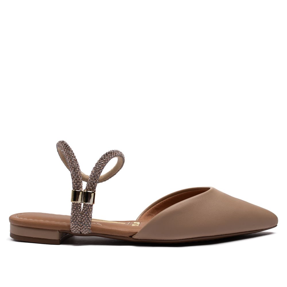 Mule Feminino Vizzano com Tiras de Strass Bege/Rose