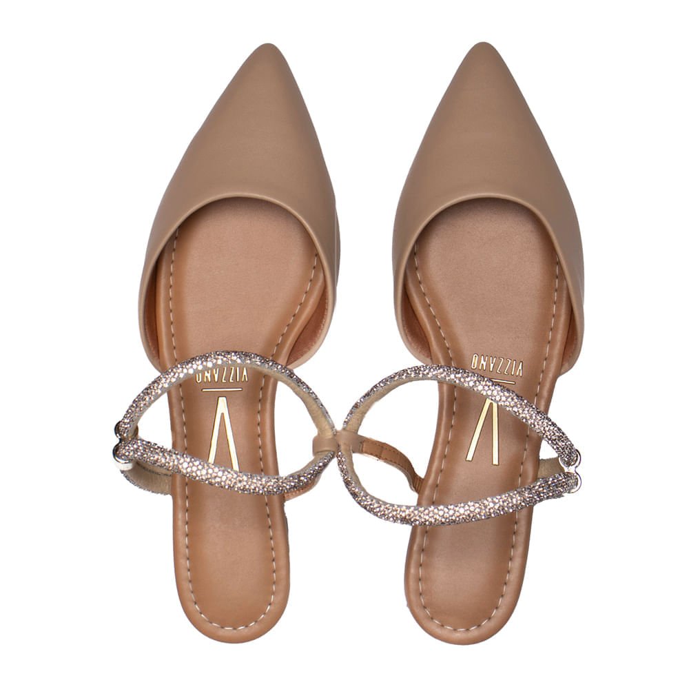 Mule Feminino Vizzano com Tiras de Strass Bege/Rose Bege 4