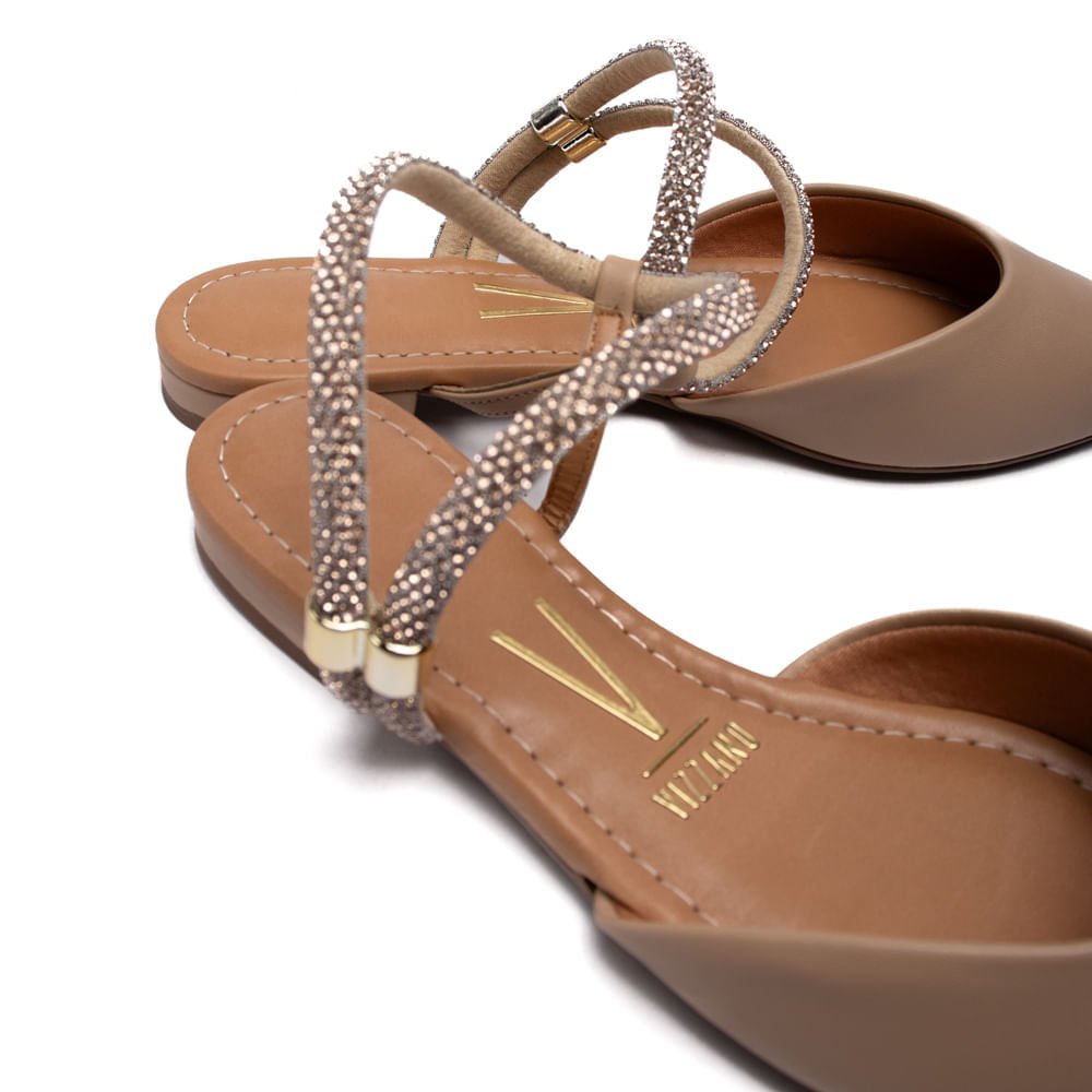 Mule Feminino Vizzano com Tiras de Strass Bege/Rose Bege 5