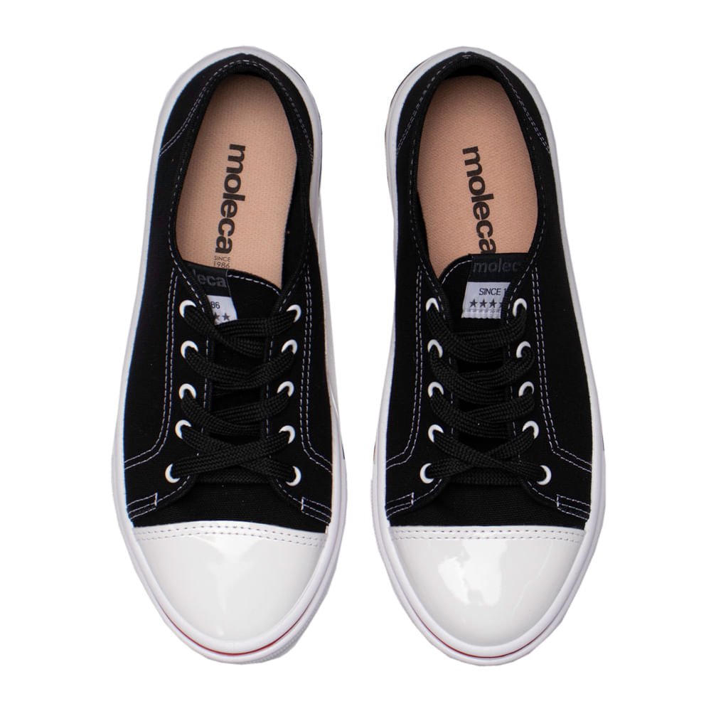 Tênis Feminino Moleca Sider em Lona Preto/Branco Preto 4
