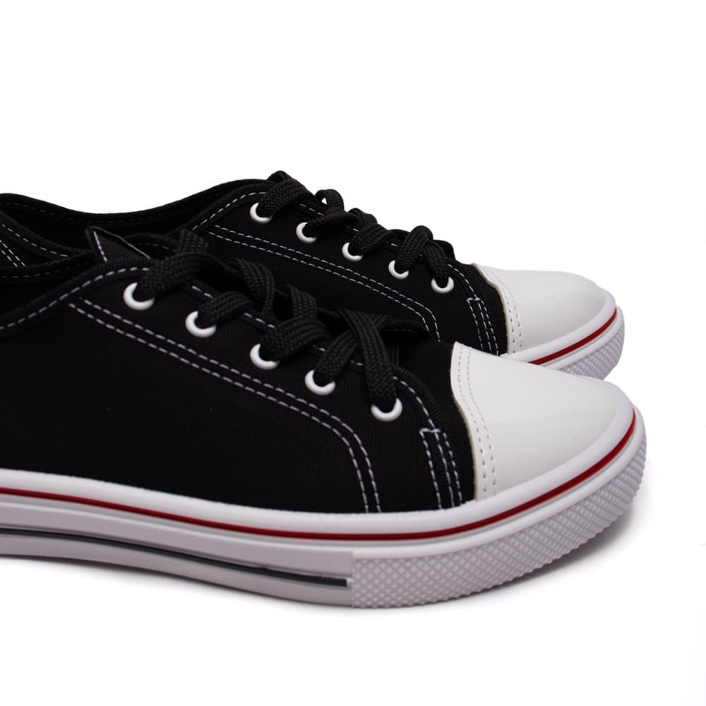 Tênis Feminino Moleca Sider em Lona Preto/Branco Preto 5