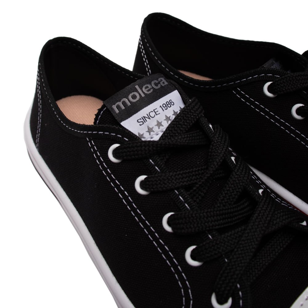 Tênis Feminino Moleca Sider em Lona Preto/Branco Preto 6