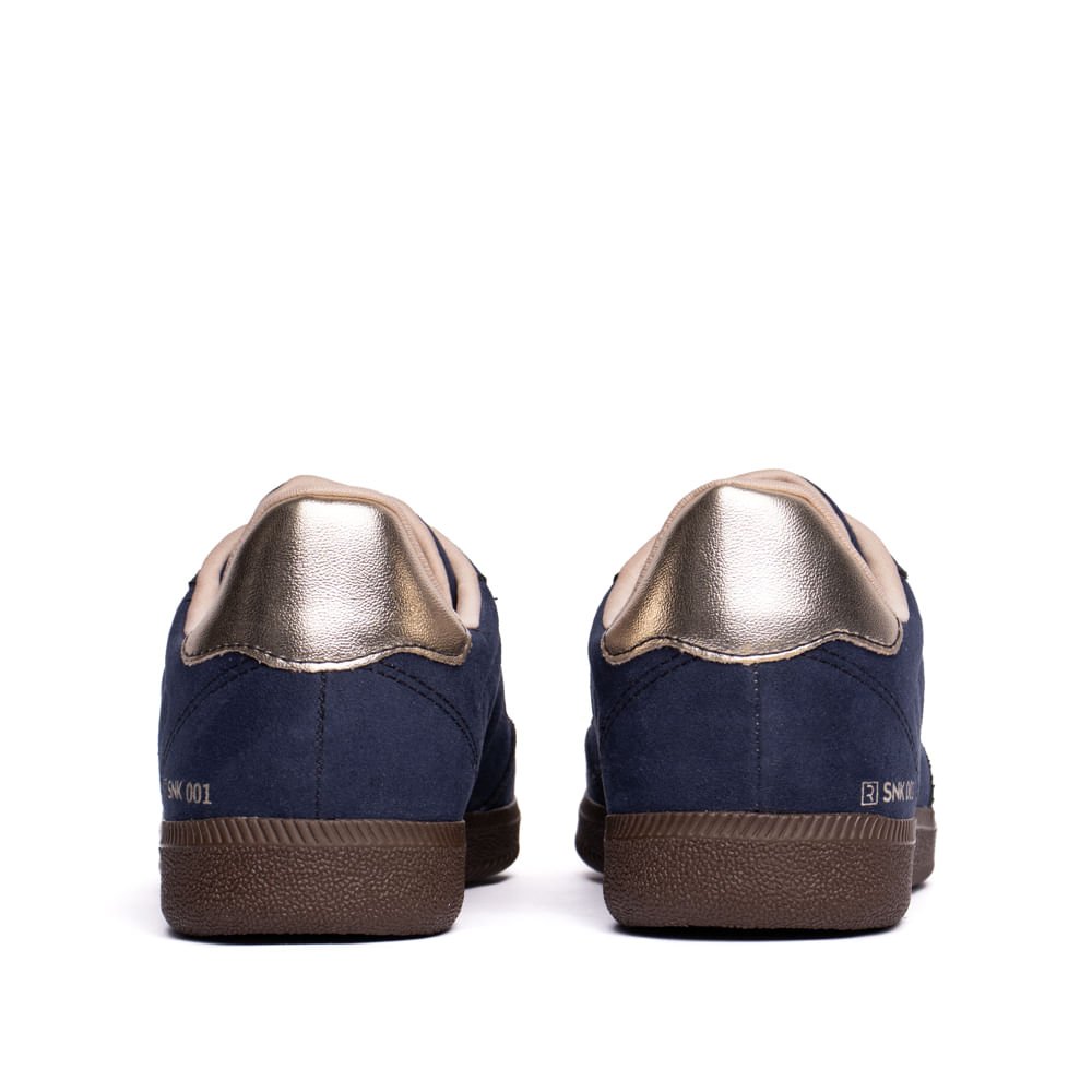 Tênis Feminino Ramarim Camurça SNK 001 Marinho/dourado Azul 3