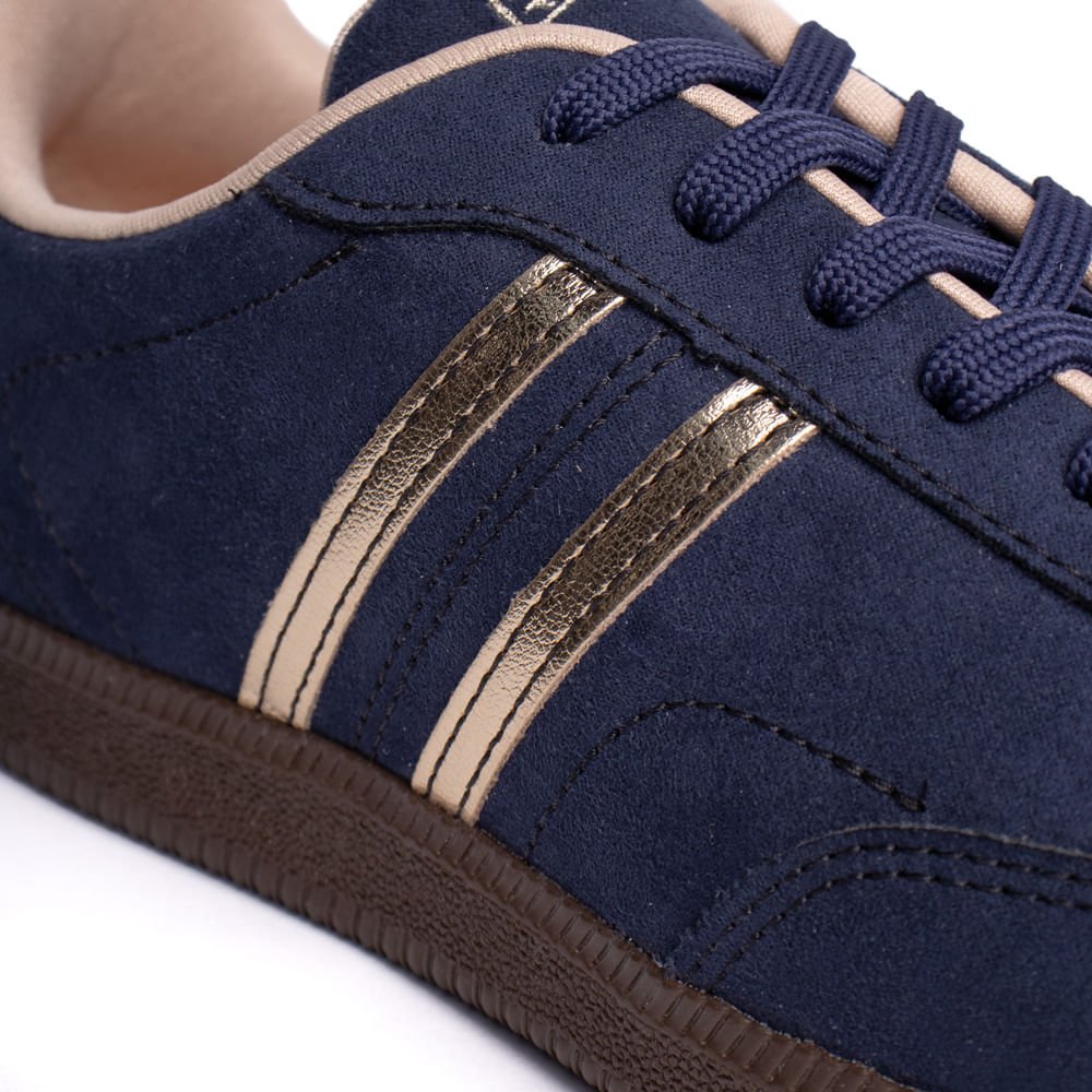 Tênis Feminino Ramarim Camurça SNK 001 Marinho/dourado Azul 6